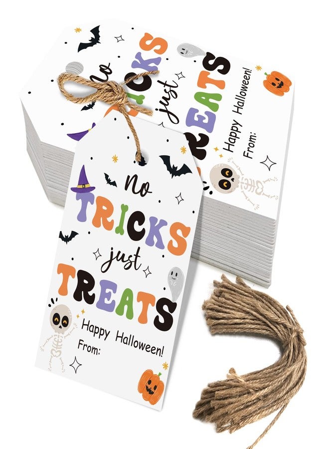Aukolass 50pcs Trick Or Treat Favor Tags, Happy Halloween Day Gift Tags and Gift Wrapping Decoration(Treats) - Image 1